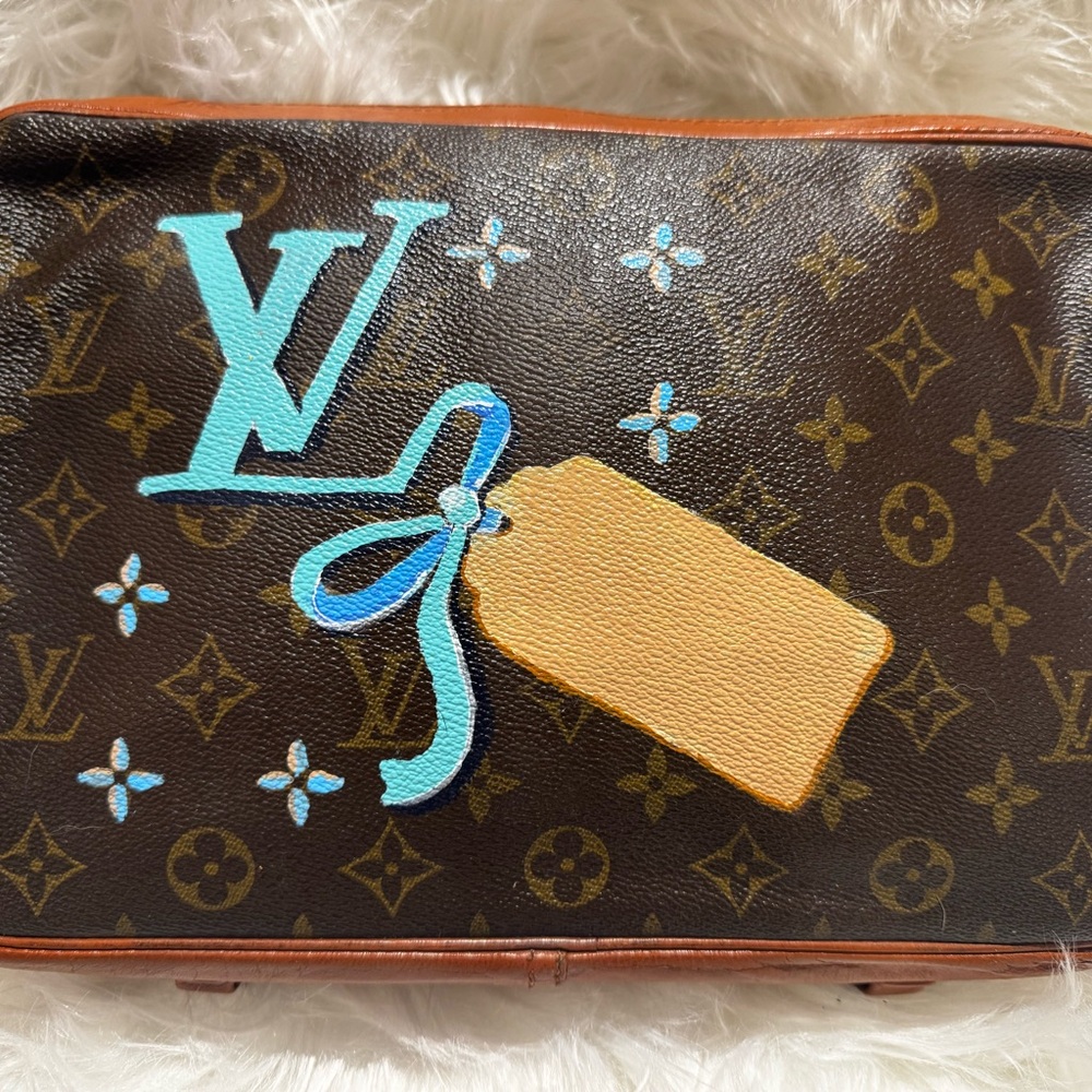 Louis Vuitton Crossbody/Clutch Hand Painted Gift Tag Personalize Vintage